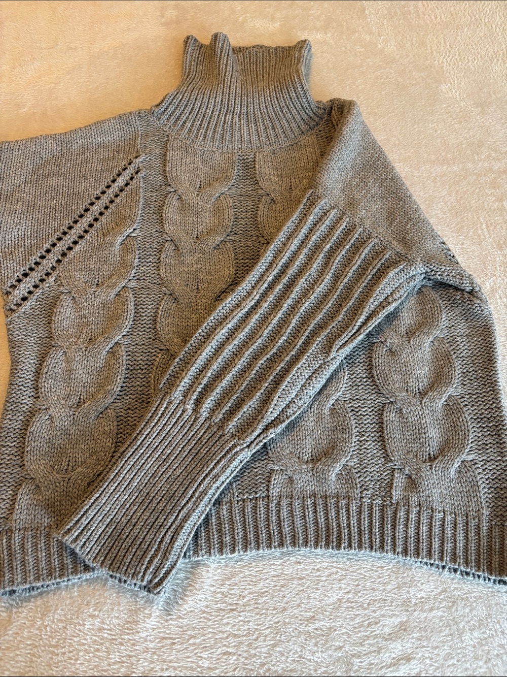 York & Hudson Gray Cable Knit Turtleneck Sweater Women’s L EUC - Picture 8 of 8